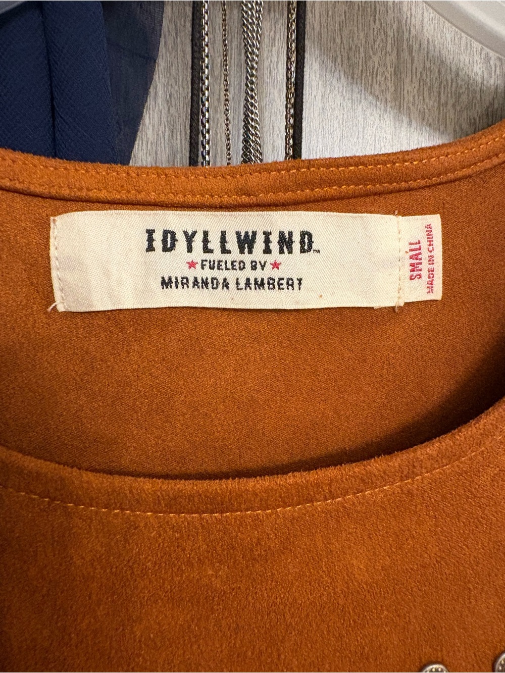 Idyllwind Orange Suede Fringe Dress with Stud Accents - Picture 3 of 4
